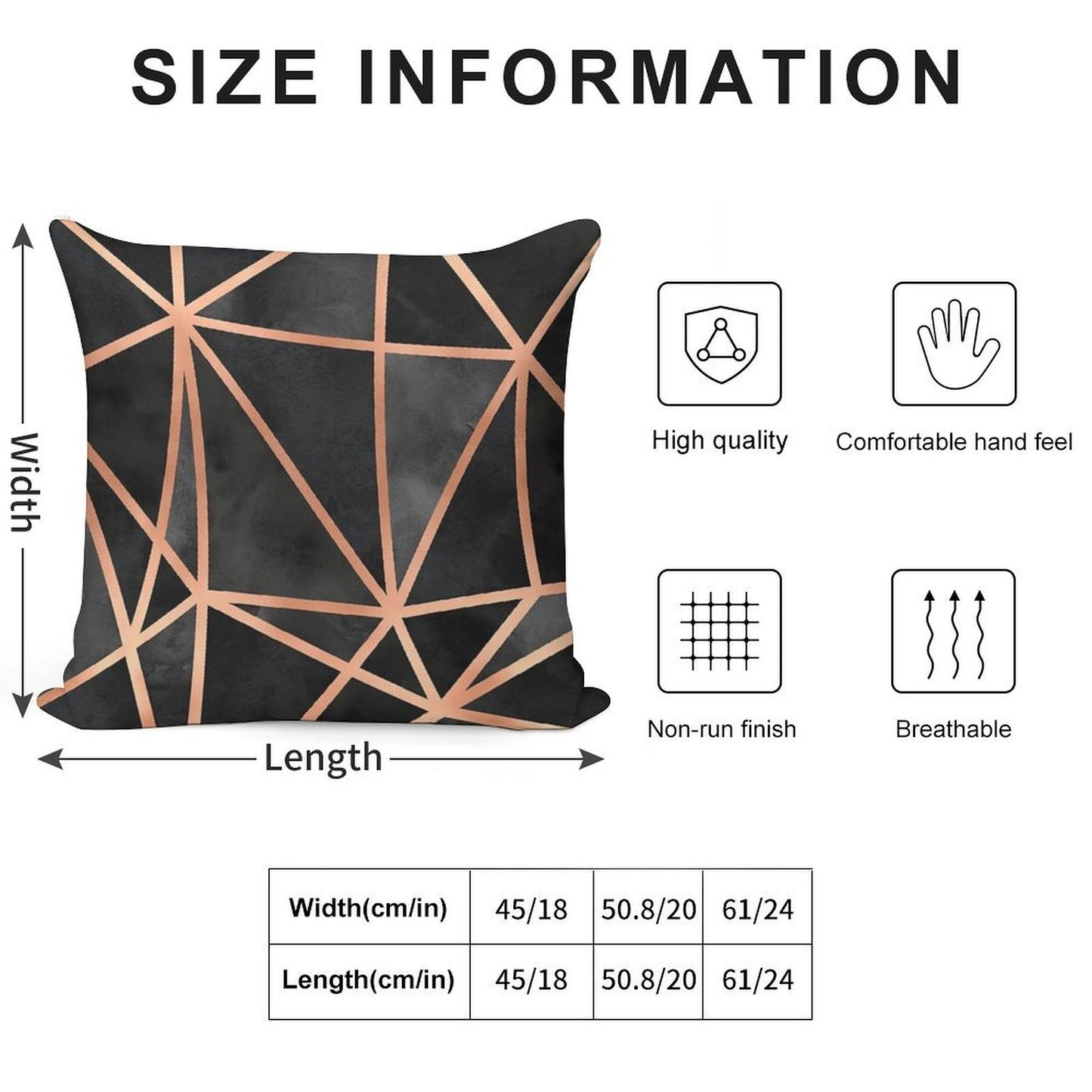 Black And Copper Geo Soft Skin-Friendly Throw Pillow