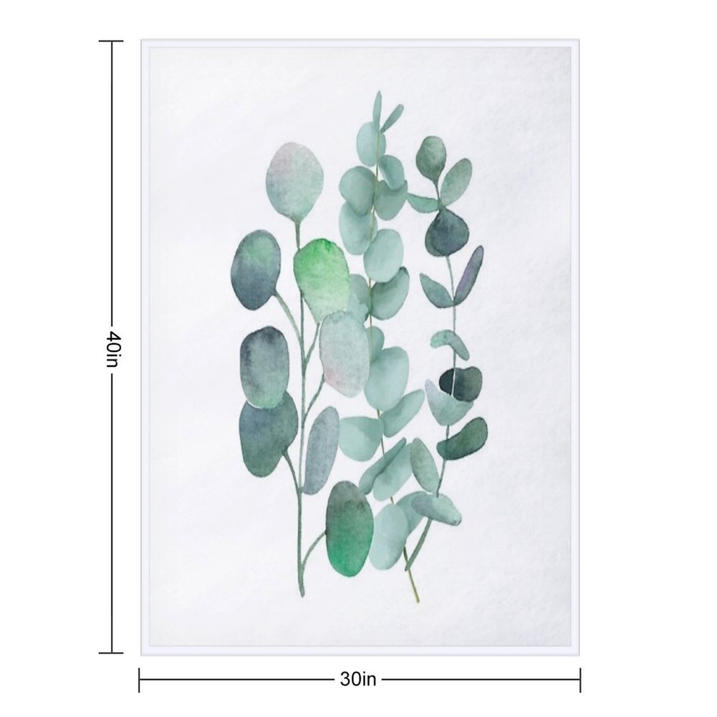 Watercolor, Eucalyptus, Leaves, Botanical, Painting, Green Throw Blanket