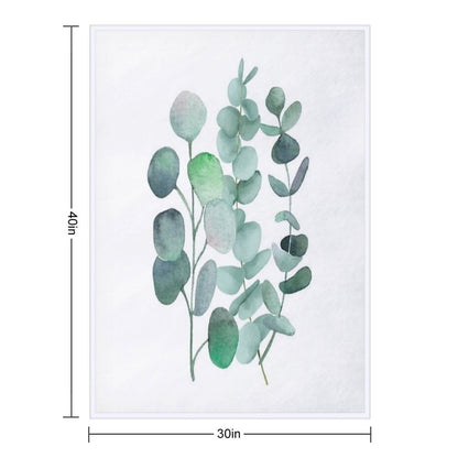 Watercolor, Eucalyptus, Leaves, Botanical, Painting, Green Throw Blanket