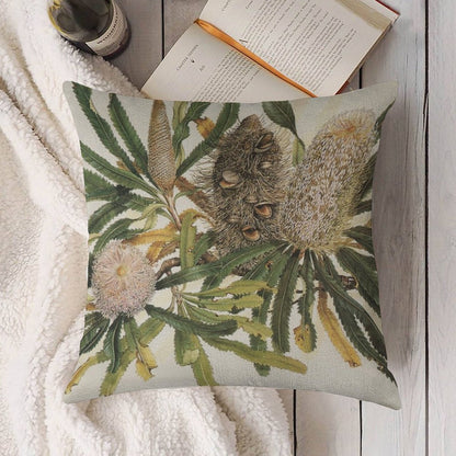 Banksia Serrata Linen Throw Pillow Cover