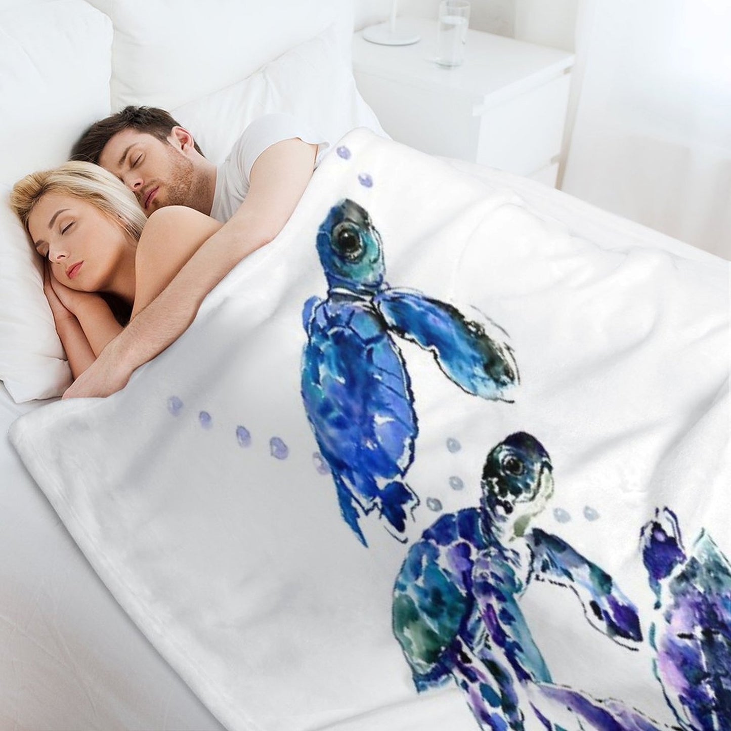 Three Sea Turtles Throw Blanket
