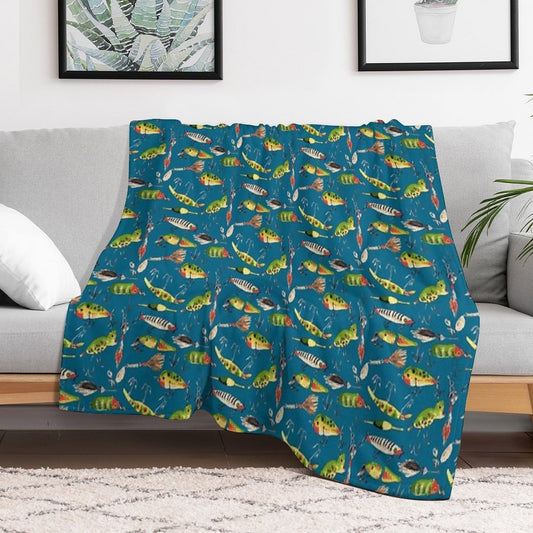 Vintage Fishing Lures Throw Blanket