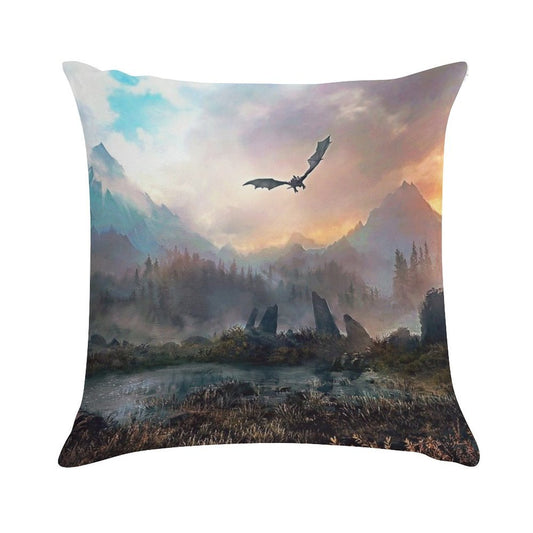 Dragon Mountain Soft Hidden Zipper Throw Pillow