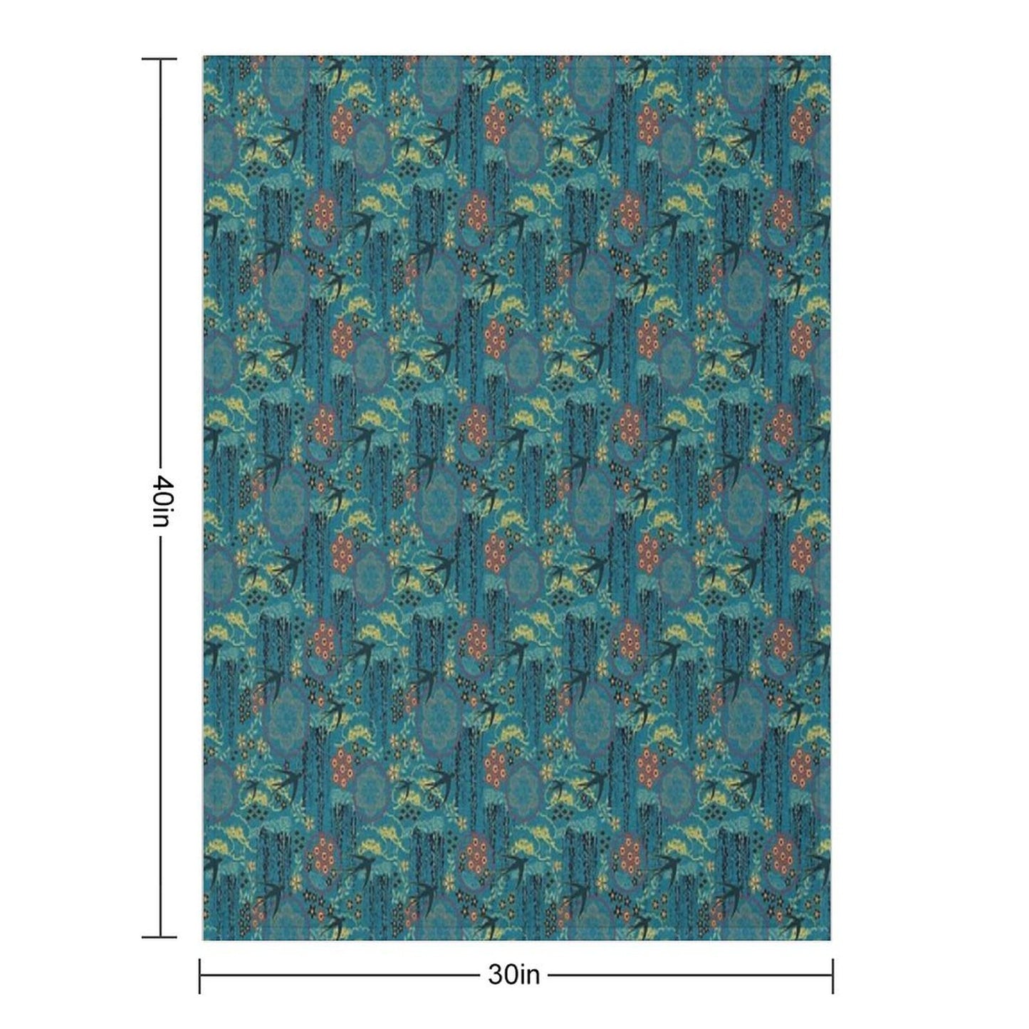 Japanese Garden in Teal Gold Red And Black Throw Blanket