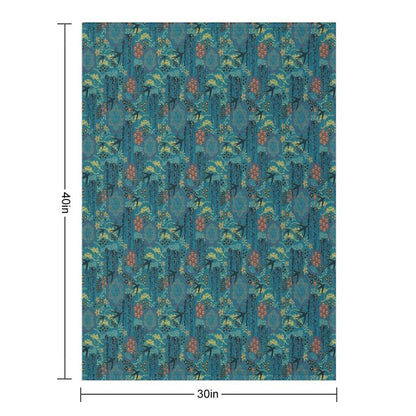 Japanese Garden in Teal Gold Red And Black Throw Blanket
