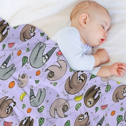 Sloths in Purple Throw Blanket