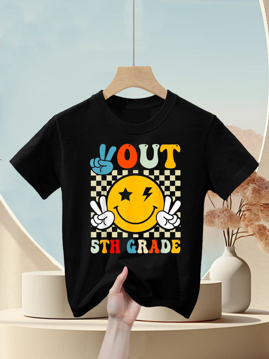 Groovy Peace Out 5th Grade Graduation Last Day Of School Kids T-Shirt