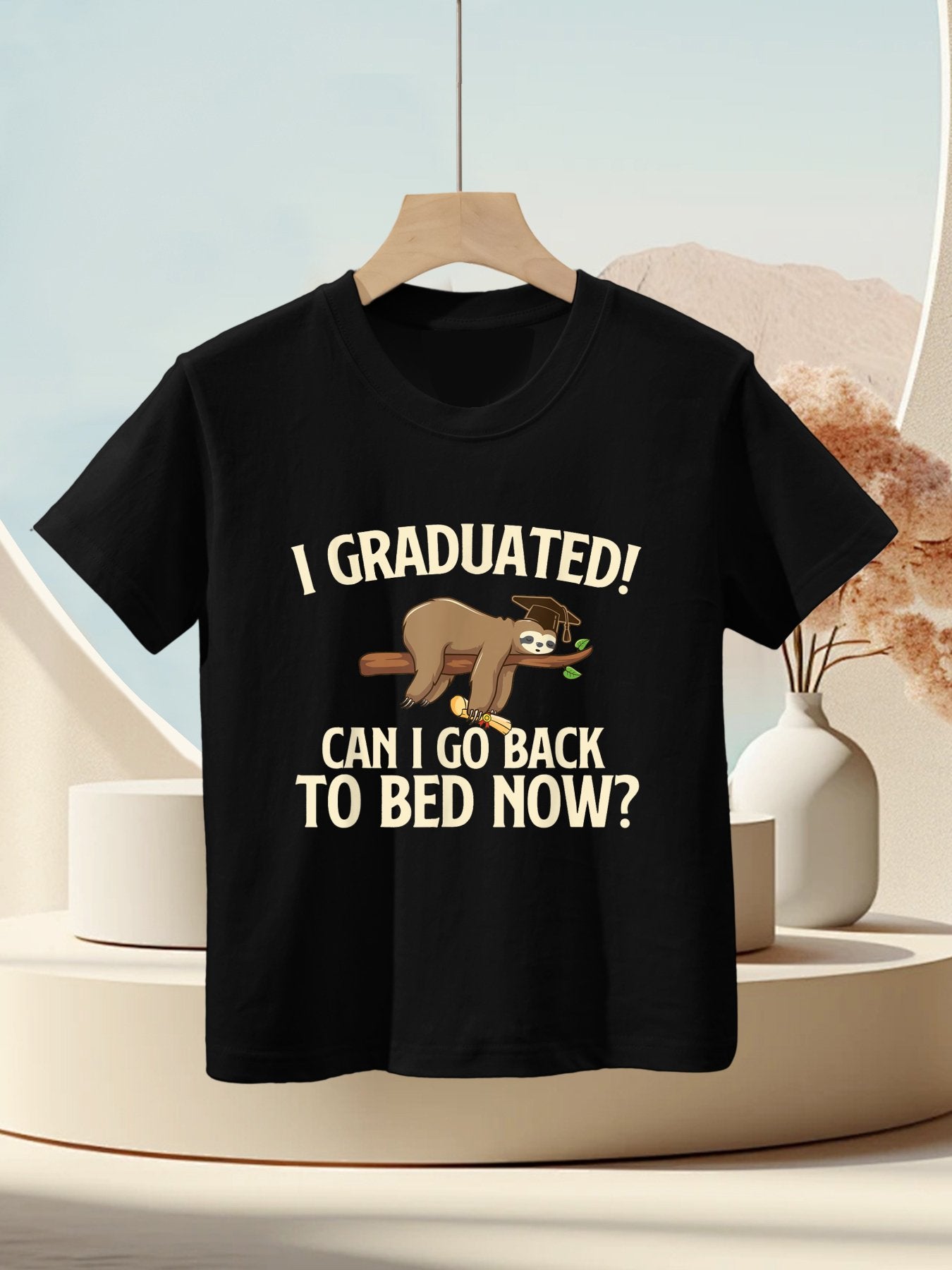 Funny Graduations - I Graduated Can I Go Back To Bed Now - Unisex Adults & Kids Graduation - Black - Small - Classic Fit - Kids T-Shirt
