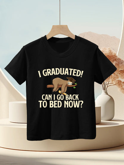 Funny Graduations - I Graduated Can I Go Back To Bed Now - Unisex Adults & Kids Graduation - Black - Small - Classic Fit - Kids T-Shirt