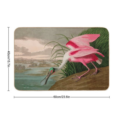Roseate Spoonbill Birds of America Audubon Illustration Bird Lovers Gift Bath Mat