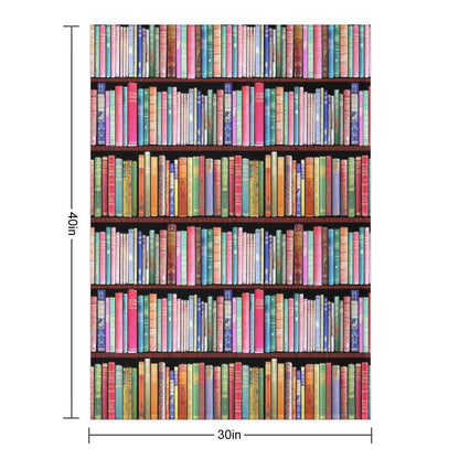 Bookworm Antique Book Library, Vintage Book Shelf Throw Blanket