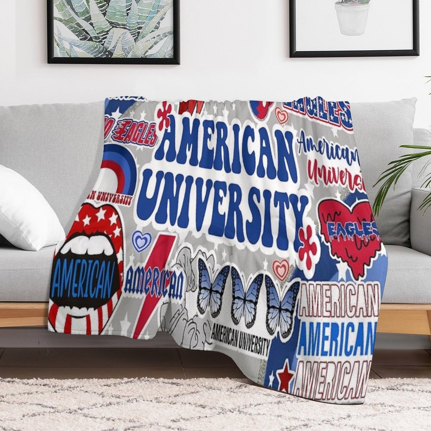 American Collage Throw Blanket