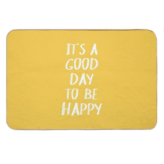 It's A Good Day to Be Happy in Yellow Bath Mat