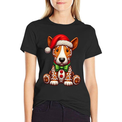 Gingerbread Man Bull Terrier Dog Christmas Womens Mens Kids Comfortable T-Shirt