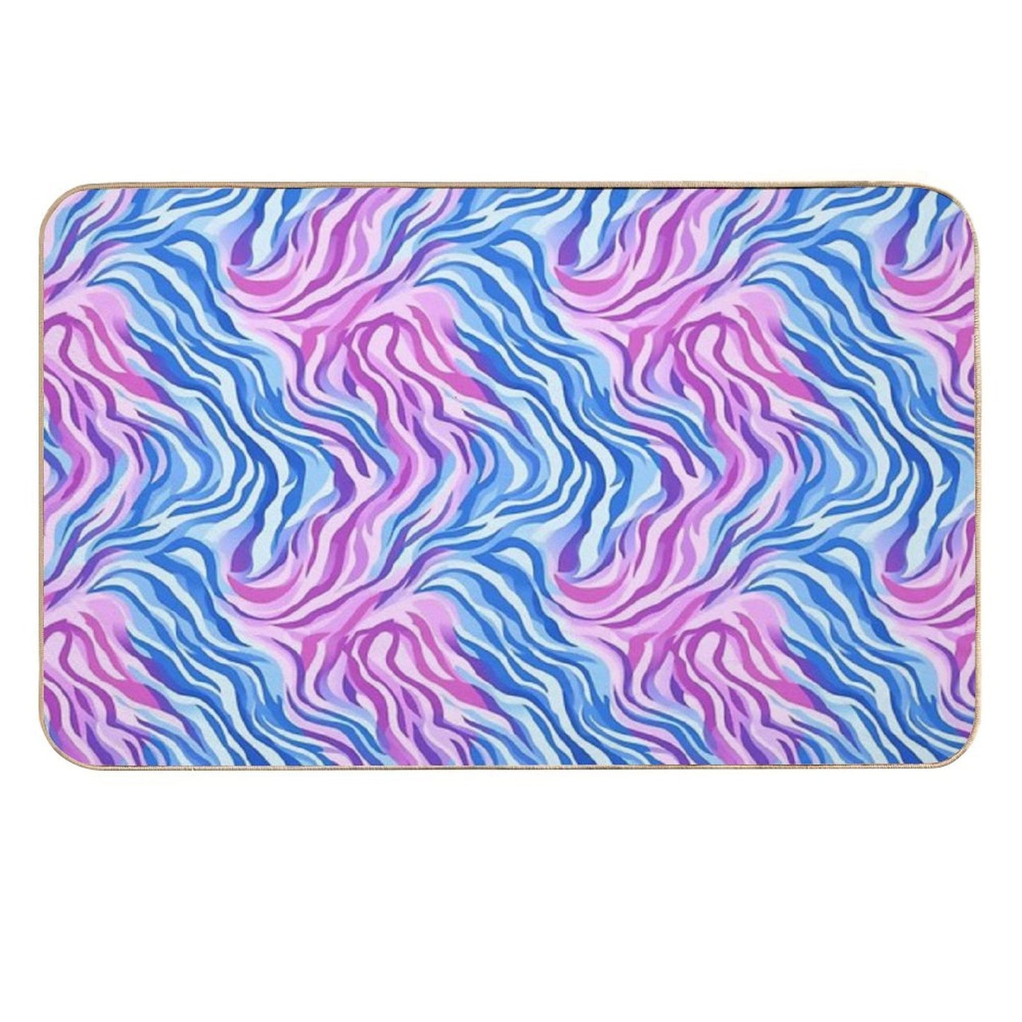 Abstract Wavy Lines Pattern Texture  Long-Lasting Bath Mat