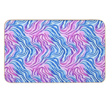 Abstract Wavy Lines Pattern Texture  Long-Lasting Bath Mat