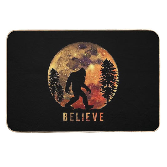 Bigfoot Sasquatch Full Moon Silhouette Believe  Dirt-Trapping Bath Mat