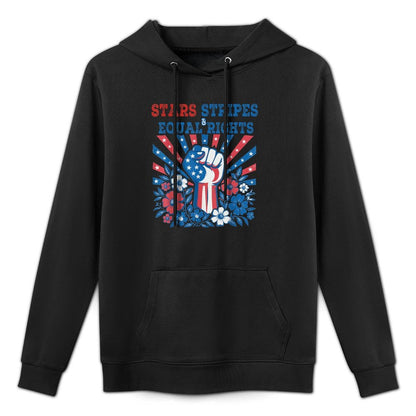 Stars Stripes And Equal Rights 4th July Patriotic Activist Medium-Weight Fabric Hoodie