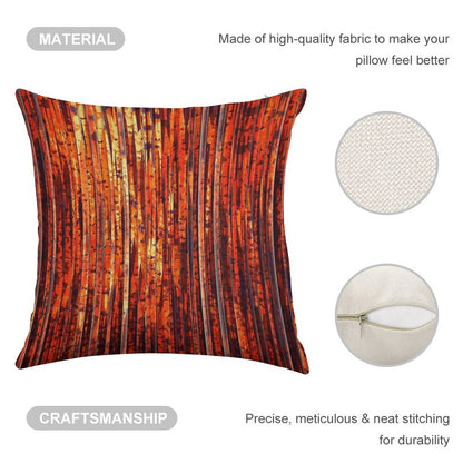 Abstract Orange Stripes Linen Throw Pillow Cover