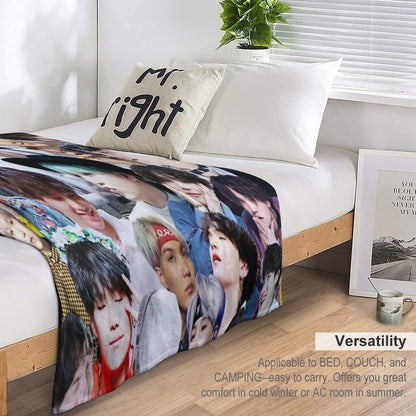 Suga BTS Collage Throw Blanket