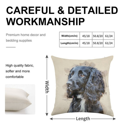 Autumnal Spaniel Linen Throw Pillow Cover