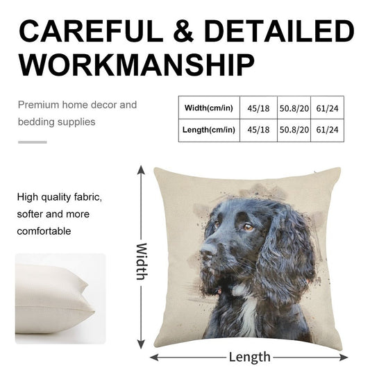 Autumnal Spaniel Linen Throw Pillow Cover