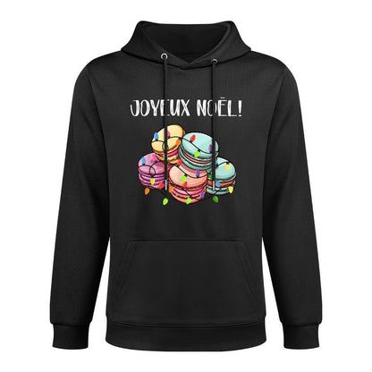 Merry Christmas in French  Macarons Joyeux Noel Cotton-Polyester Blend Hoodie