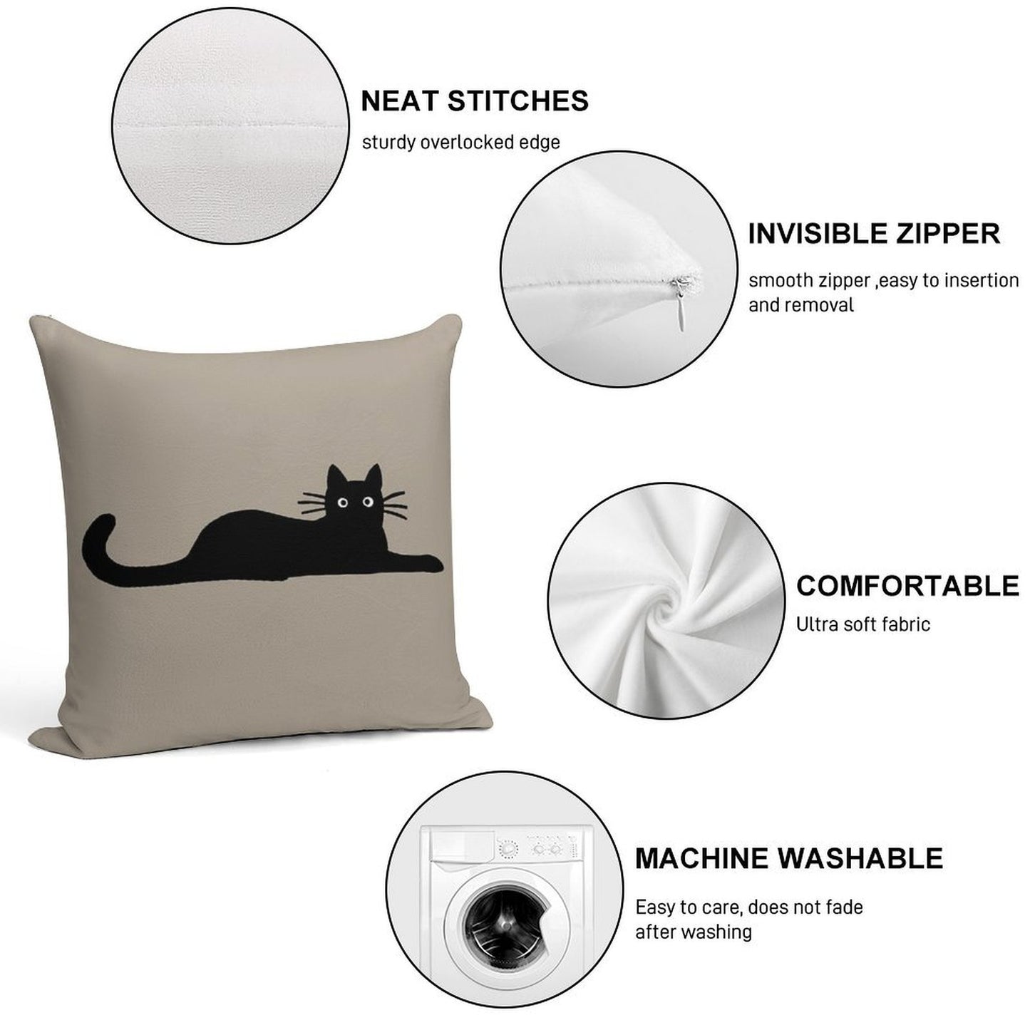 Black Cat Soft Ultra-Soft Texture Throw Pillow