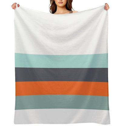 Low Stripe White & Blue Color Block Pattern Throw Blanket