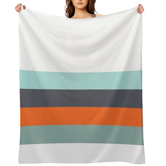 Low Stripe White & Blue Color Block Pattern Throw Blanket