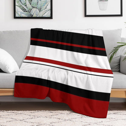 Red Black White Abstract Stripes Throw Blanket