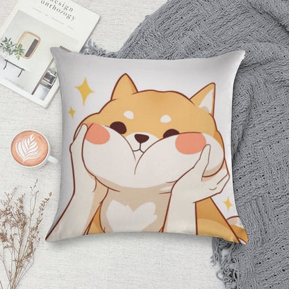 Kawaii Shiba Inu Soft Luxury Feel Throw Pillow