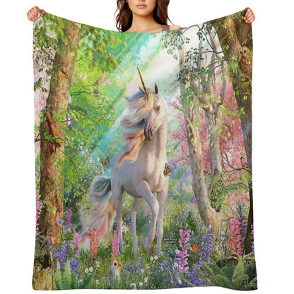Unicorn Enchanted Forest Throw Blanket