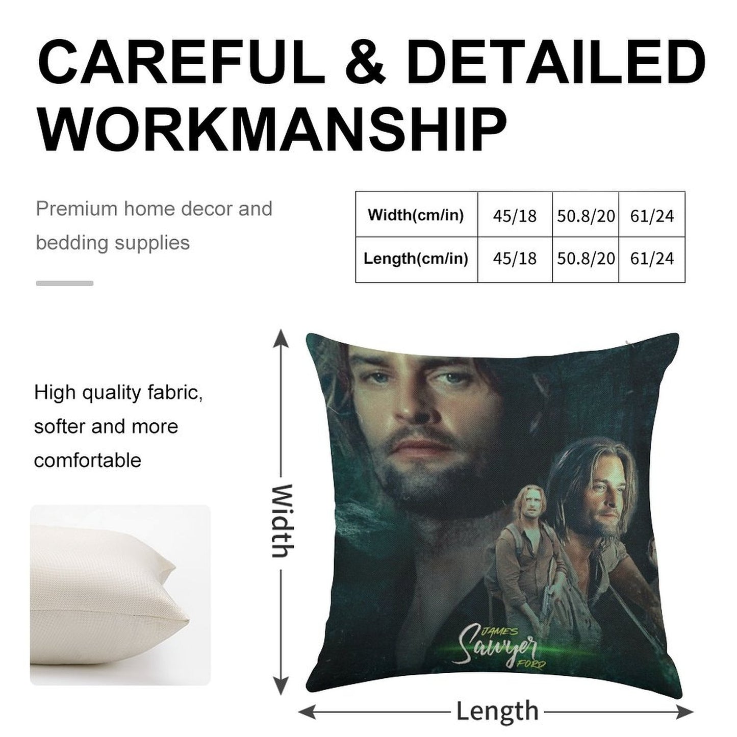 Josh Holloway James Ford Sawyer Lost Linen Throw Pillow Cover