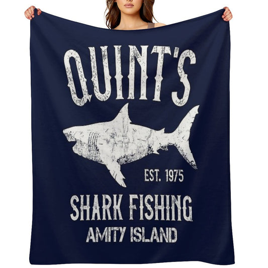 Quint's Shark Fishing - Amity Island 1975 Throw Blanket
