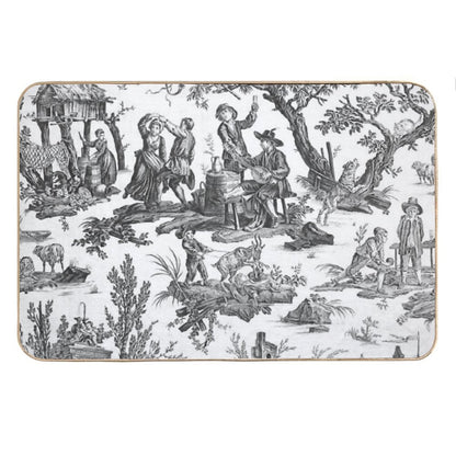 Black And White Toile De Jouy Bath Mat