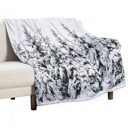 Snow Porn  Misty Moody Foggy Milky Winter Wonderland Forest With Cascadia Trees Covered In Magic Fog Throw Blanket