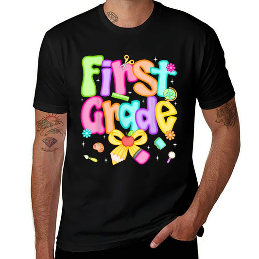 Preppy First Grade Back To School 1st Grade Teacher Girl Kid  Quick-drying T-Shirt