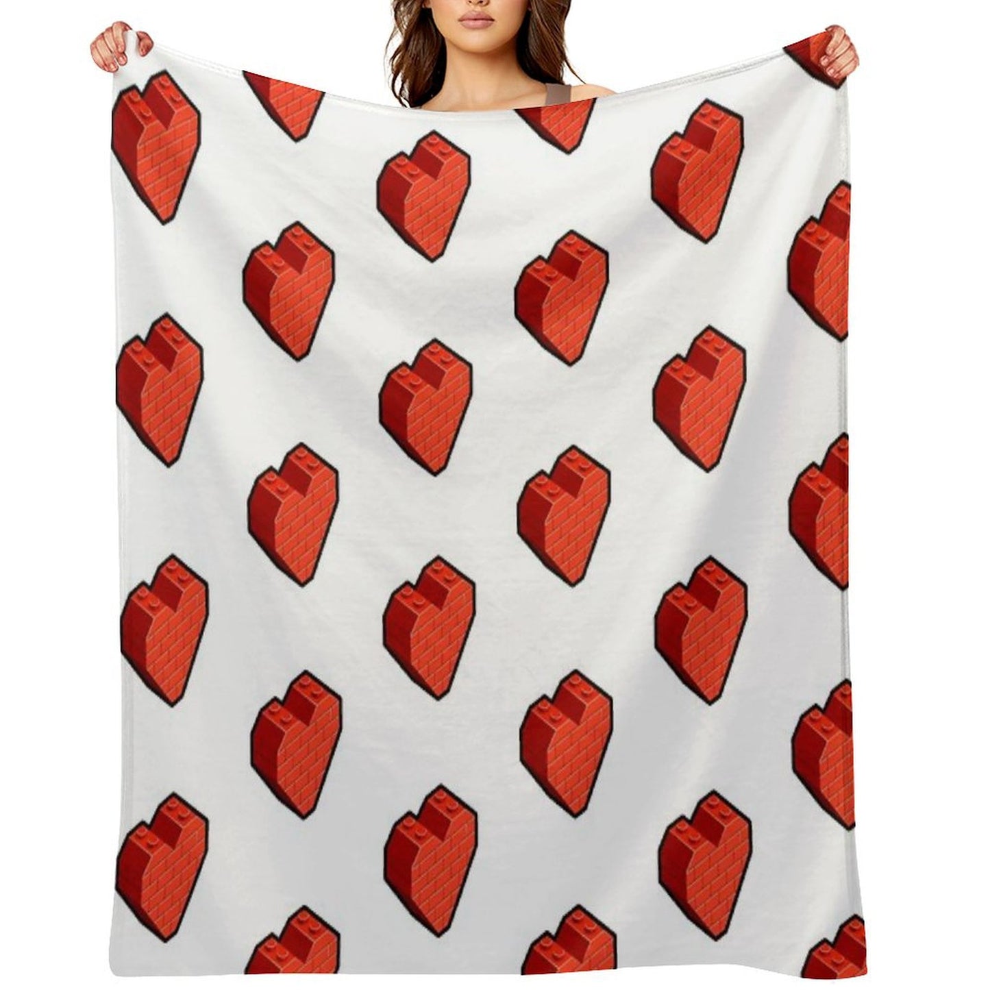 Brick Heart – Bold Toy Block Style Love Design Throw Blanket