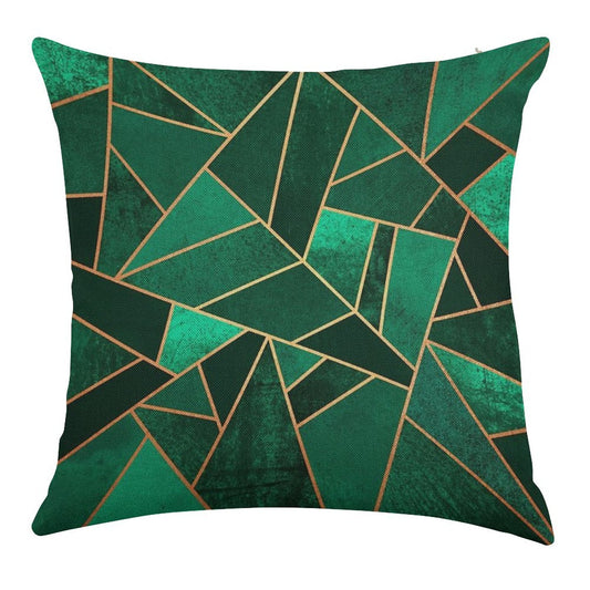Emerald And Copper Linen Throw Pillow Cover