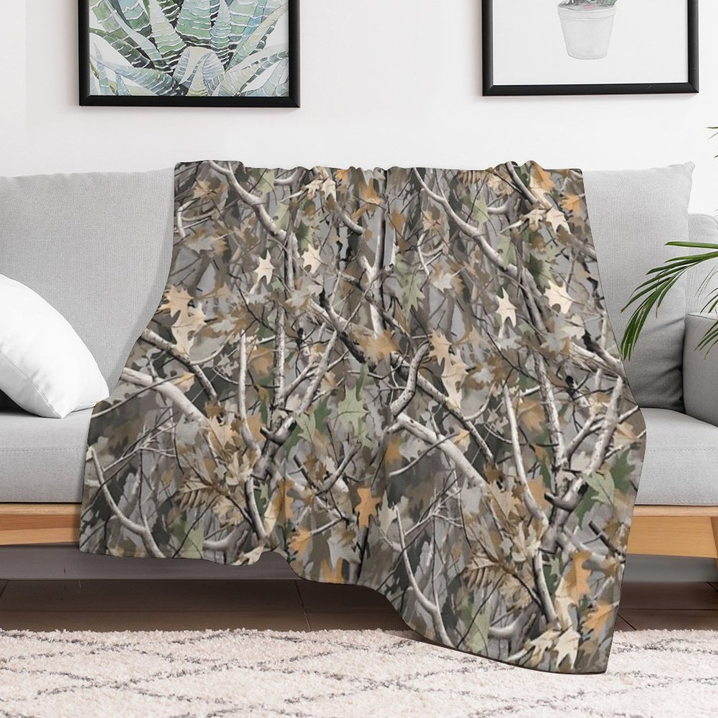 Camouflage Reel Tree Pattern Designs Throw Blanket