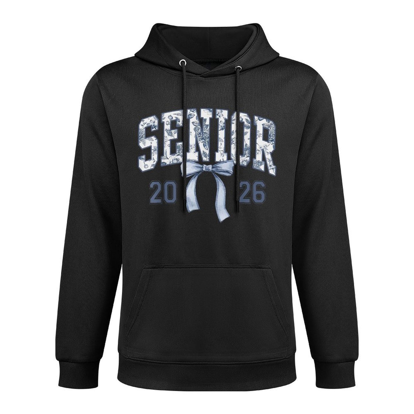 Class of 2026 Senior Coquette Bow Blue Toile Floral Relaxed Fit Hoodie