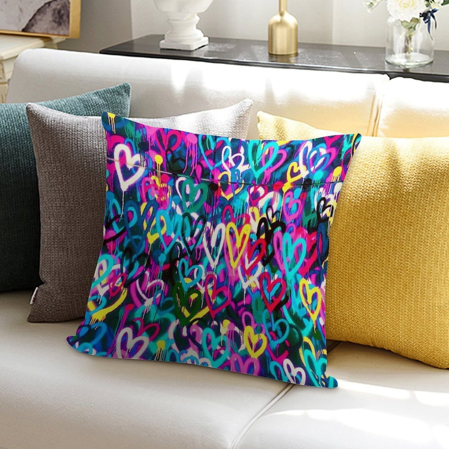 HEARTS STREET Soft Shrink-Resistant Throw Pillow