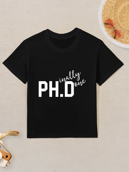 Funny PhD Phinally Finally Done Graduation Gift Her Kids T-Shirt