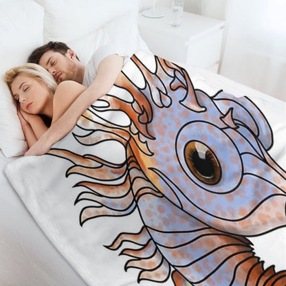 Sealife Ginger And Blue Seahorse Throw Blanket