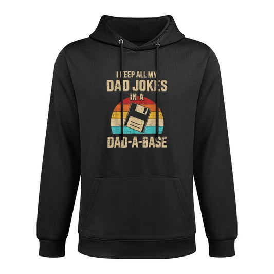 Funny Dad Jokes in Dad-a-base Vintage for Fathers Day Kangaroo Pocket Hoodie