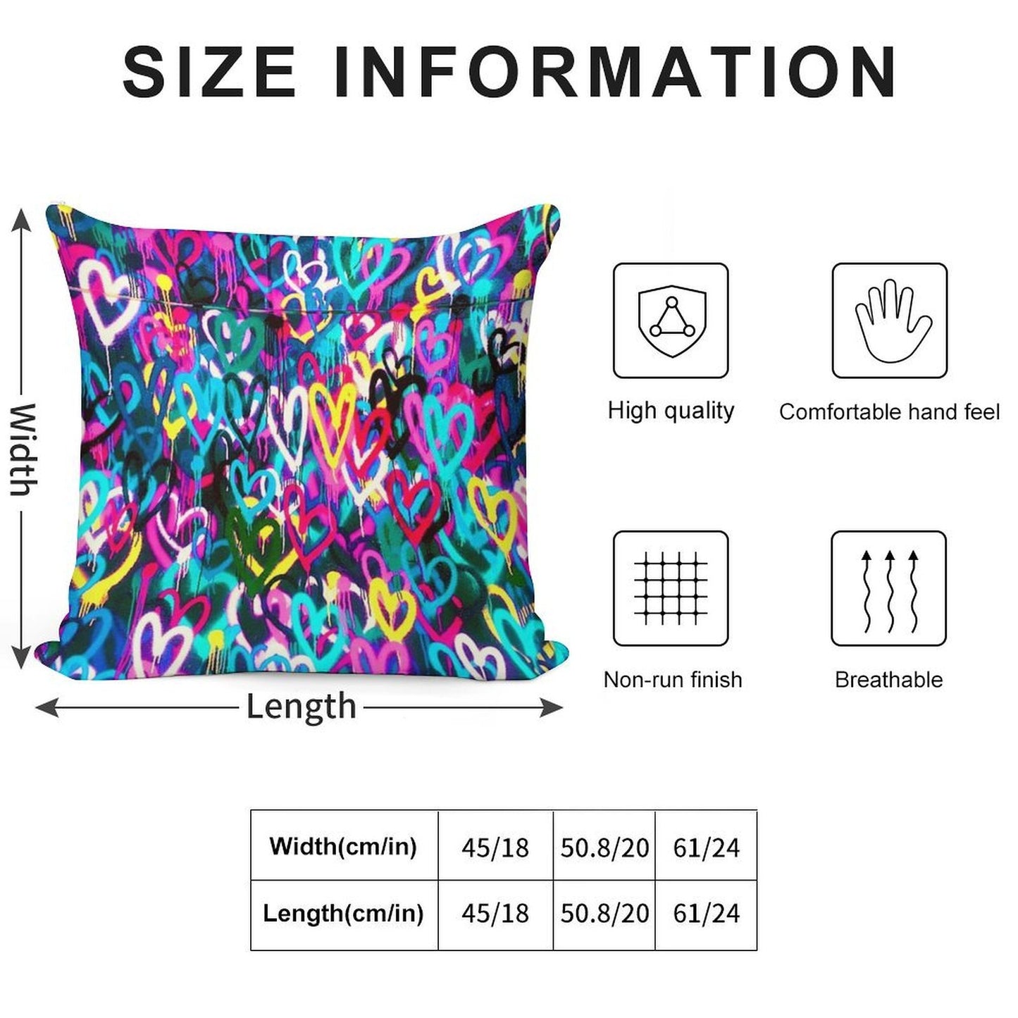 HEARTS STREET Soft Shrink-Resistant Throw Pillow