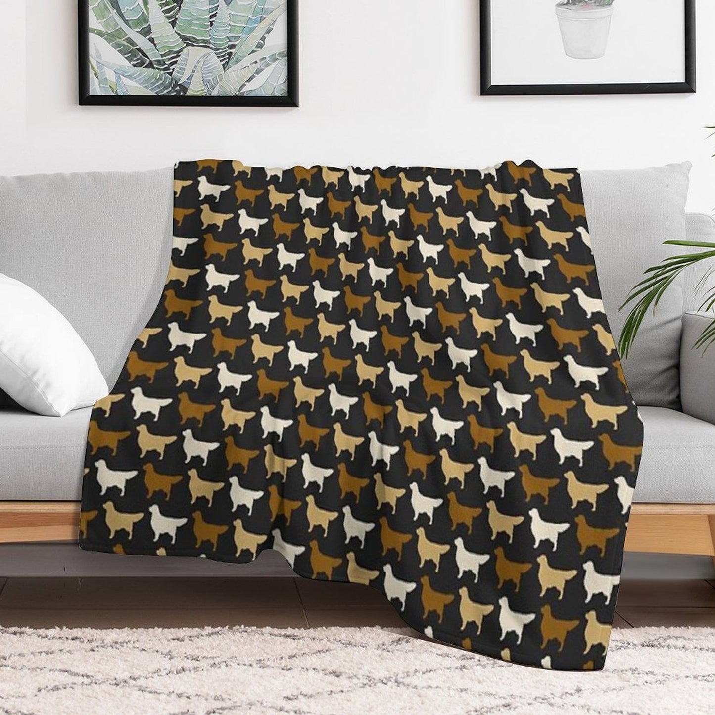 Golden Retriever Dog Breed Silhouette Throw Blanket