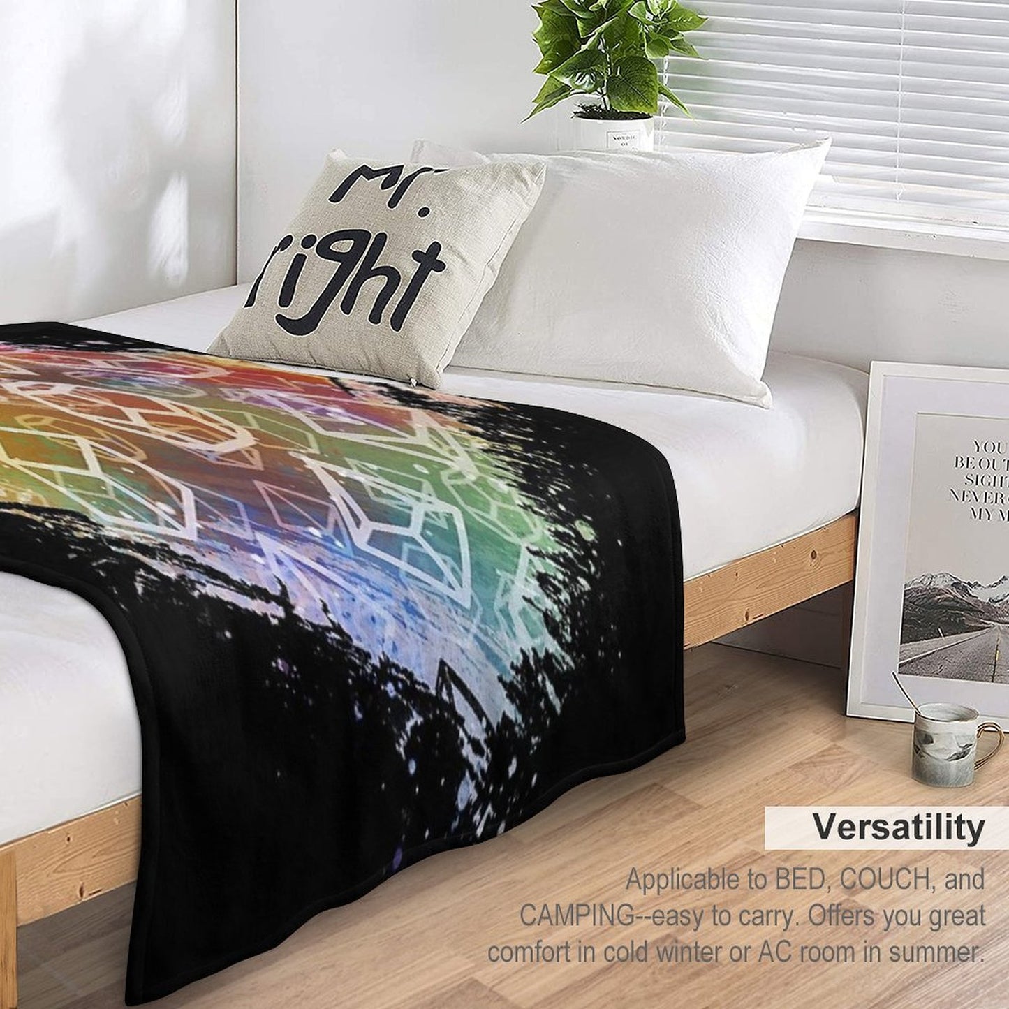 D20 Dice Watercolor Rainbow Throw Blanket