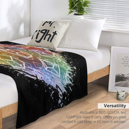 D20 Dice Watercolor Rainbow Throw Blanket